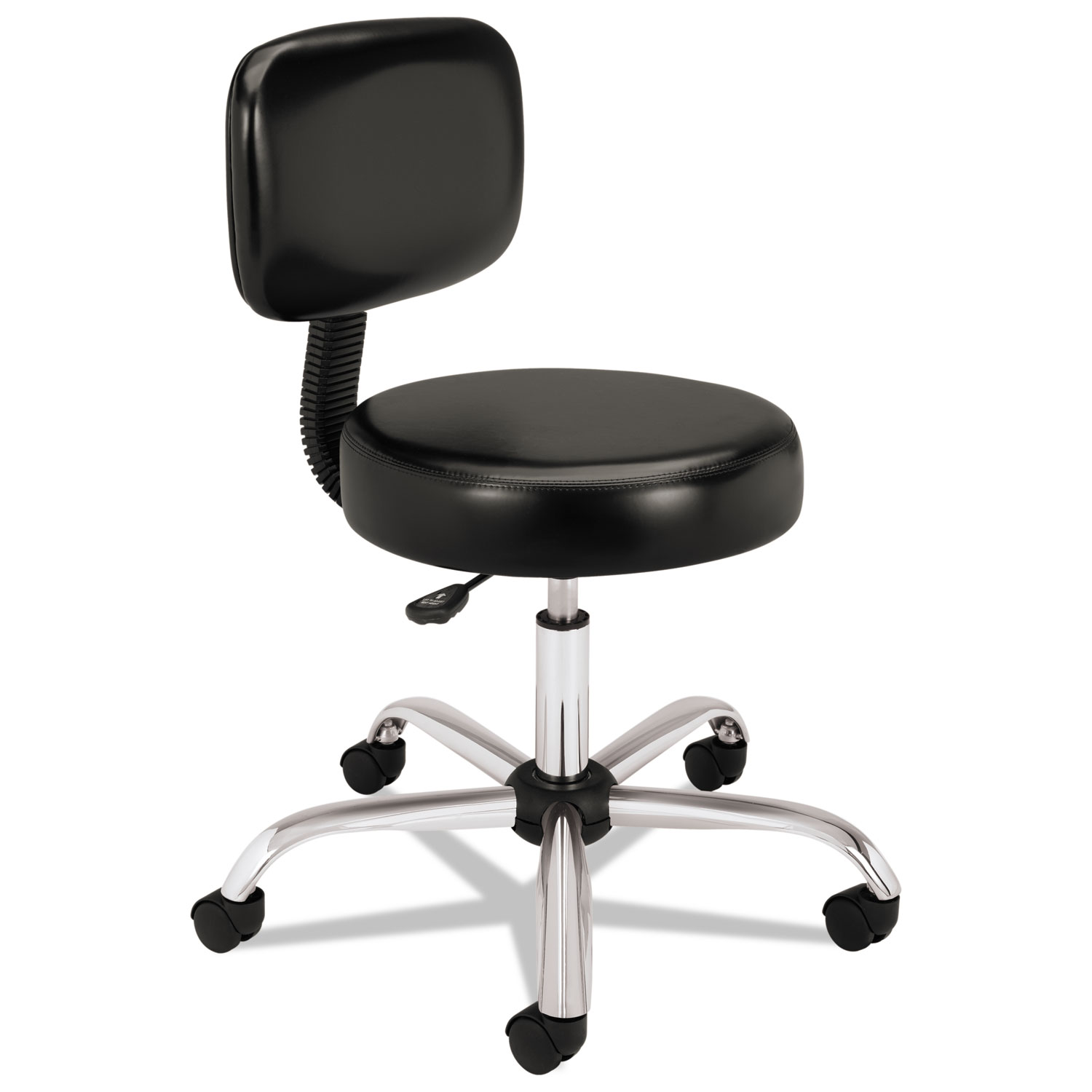 Adjustable Task/Lab Stool, Supports Up to 250 lb, 17.25″ to 22″ Seat Height, Black Seat/Back, Steel Base