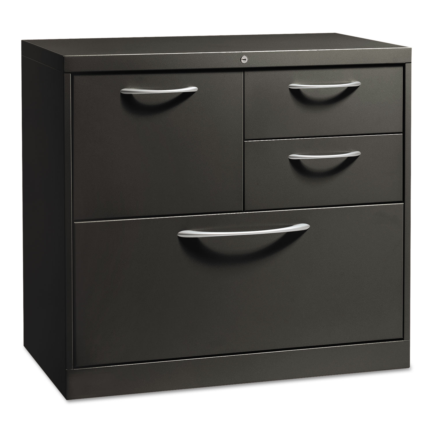 Flagship File Center w/Box/File/Lateral File Drawers, 30w x 18d x 28h, Charcoal