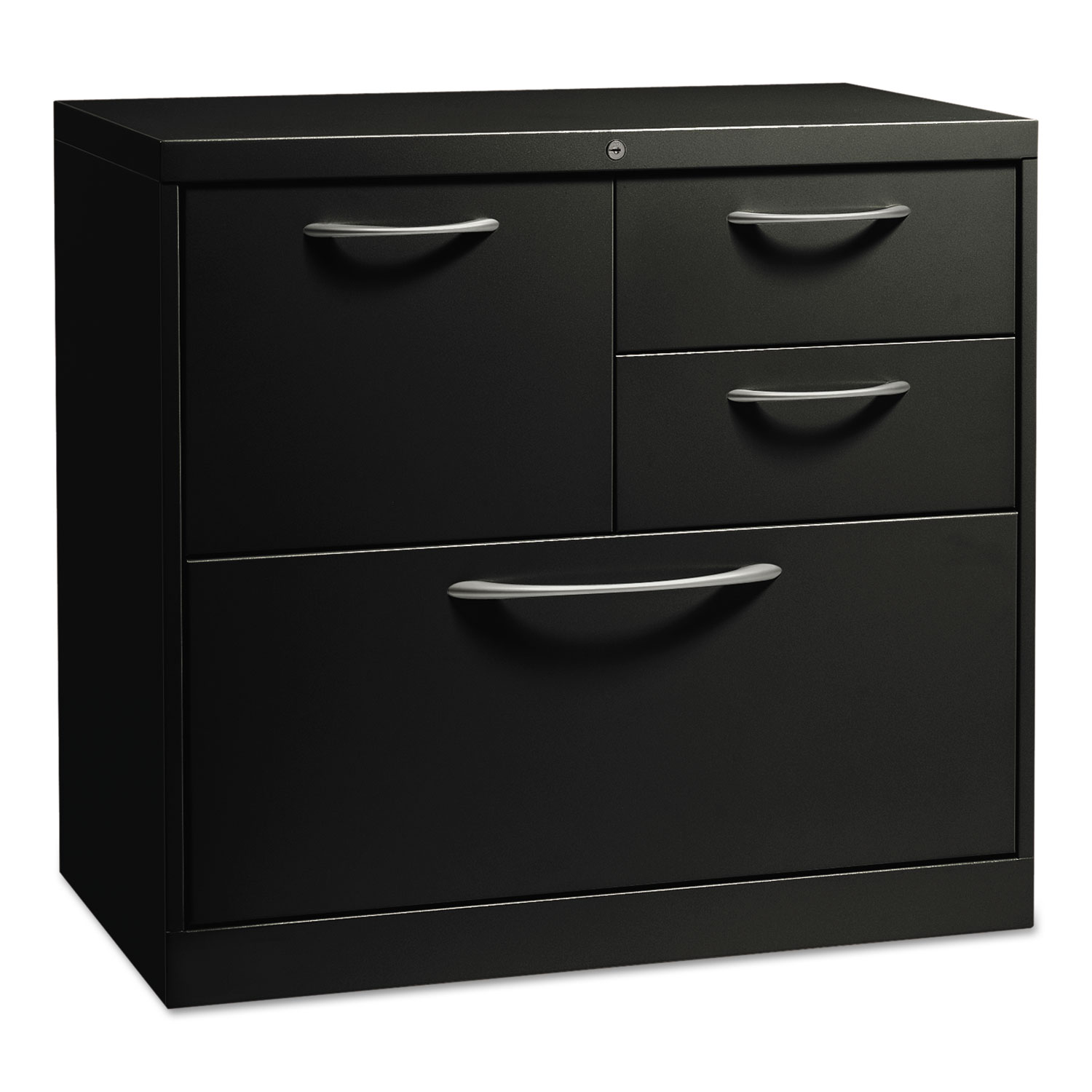 Flagship File Center w/Box/File/Lateral File Drawers, 30w x 18d x 28h, Black