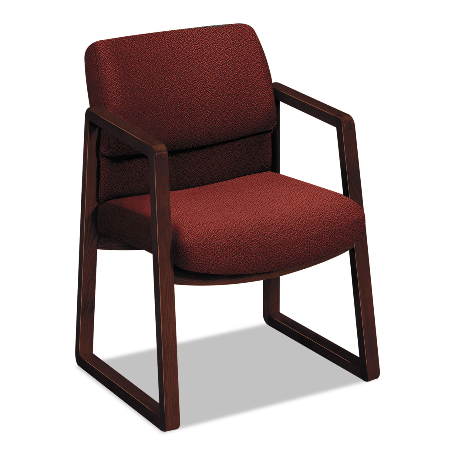 2400 Series Guest Arm Chair, Mahogany Finish, Burgundy Fabric