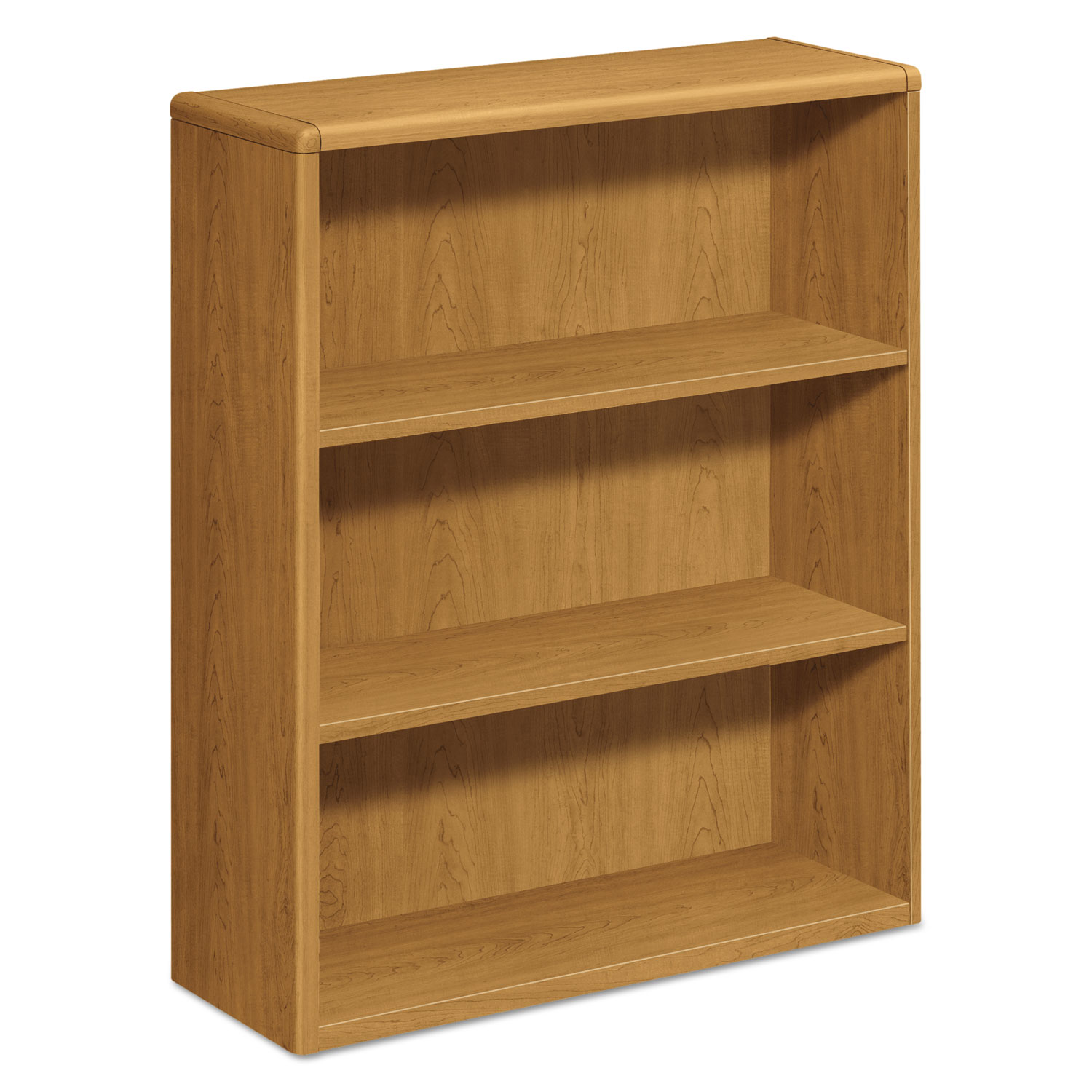 10700 Series Wood Bookcase, Three Shelf, 36w x 13 1/8d x 43 3/8h, Harvest