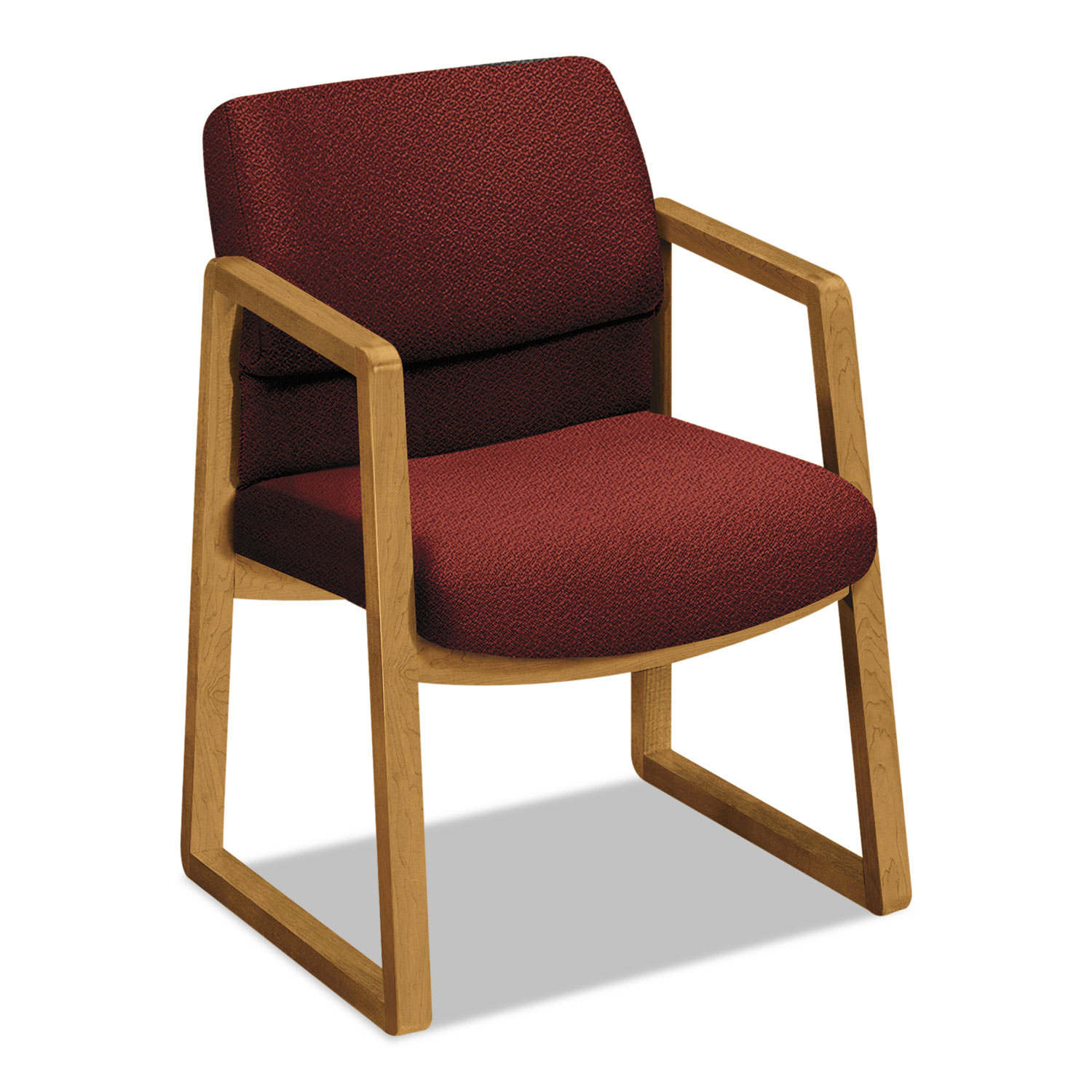 2400 Series Guest Arm Chair, Harvest Finish, Burgundy Fabric