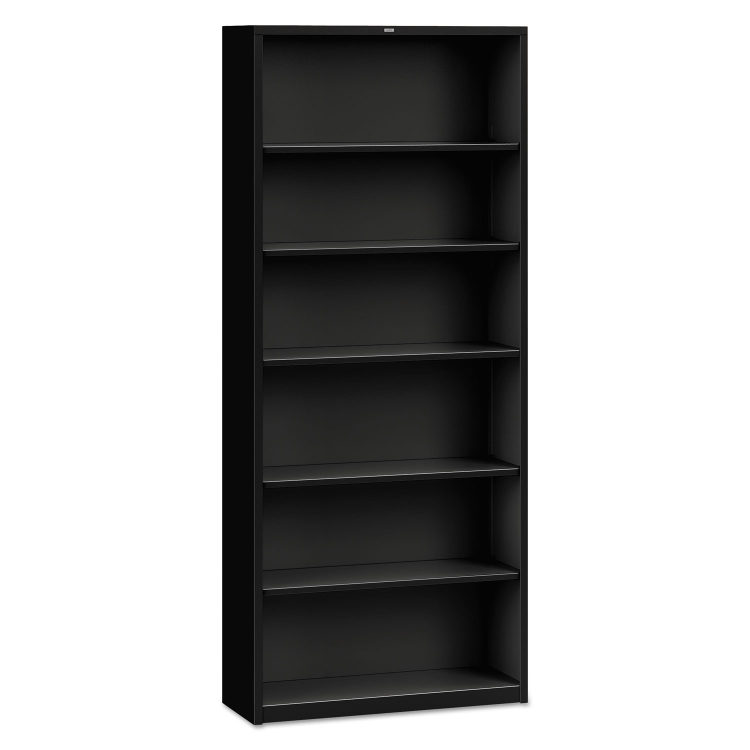 Metal Bookcase, Six-Shelf, 34-1/2w x 12-5/8d x 81-1/8h, Black