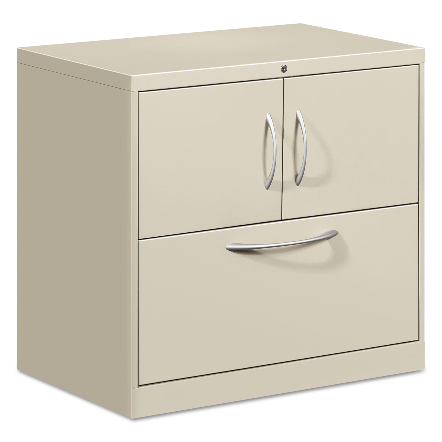 Flagship File Center w/Storage Cabinet & Lateral File, 30 x 18 x 28, Light Gray