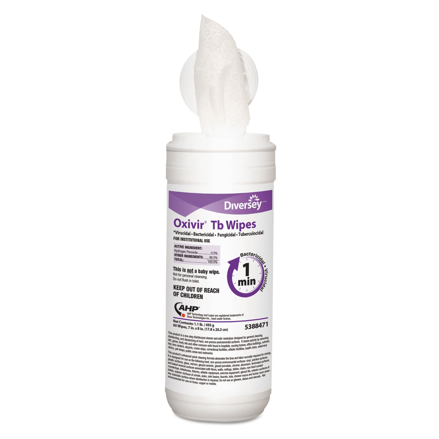 Oxivir TB Disinfectant Wipes, 11 x 12, White, 160 Wipes/Tub, 4 Tubs/Carton
