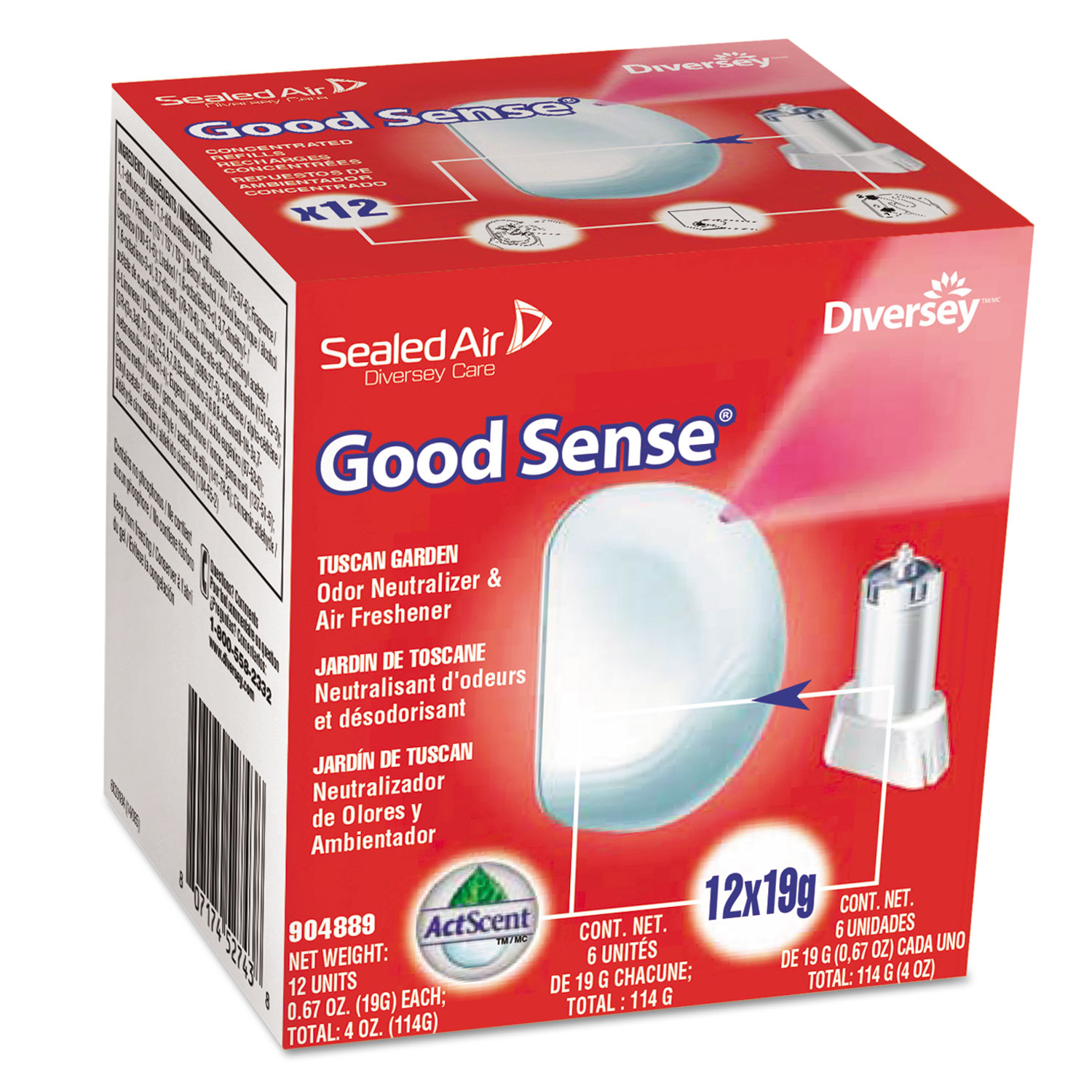 Good Sense Automatic Spray System, Tuscan Garden Scent, 0.67 oz Cartridge, 12/Carton
