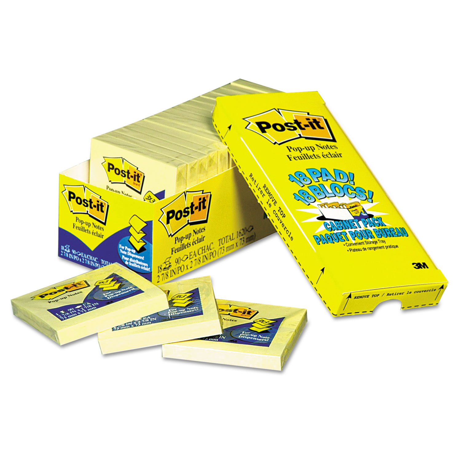  Post-it Pop-up Notes R330-18CP Original Canary Yellow Pop-Up Refill Cabinet Pack, 3 x 3, 90-Sheet, 18/Pack (MMMR33018CP) 