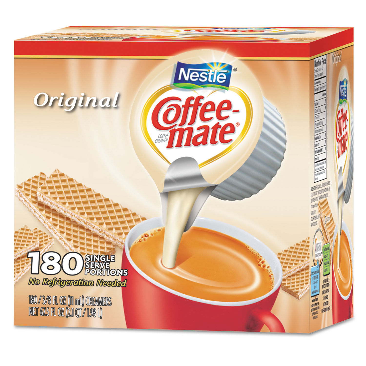 Liquid Coffee Creamer, Original, 0.375 oz Mini-Cups, 180 per Box