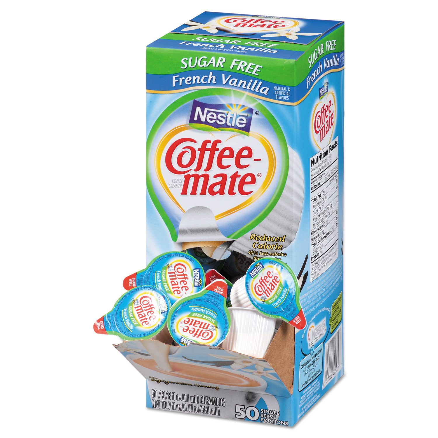 Sugar-Free French Vanilla Creamer, 0.375oz, 50/Box, 4 Boxes/Carton