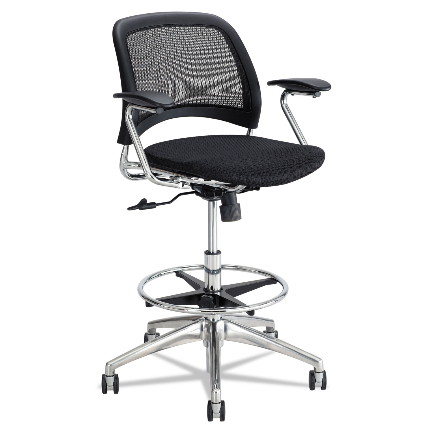  Safco 6820BL Reve Mesh Extended-Height Chair, Supports up to 250 lbs., Black Seat/Black Back, Chrome Base (SAF6820BL) 