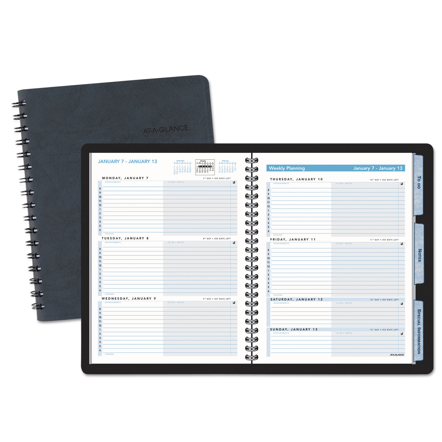 The Action Planner Weekly Appointment Book, 6 7/8 x 8 3/4, Black, 2018