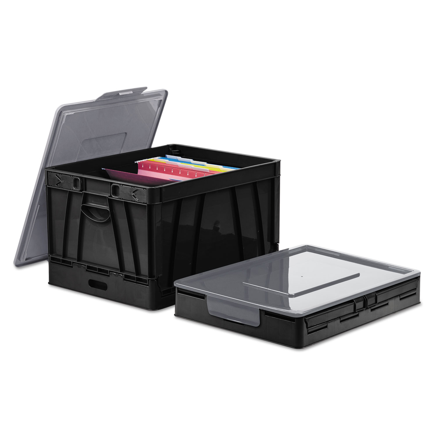  Universal UNV40010 Collapsible Crate, Letter/Legal Files, 17.25 x 14.25 x 10.5, Black/Gray, 2/Pack (UNV40010) 