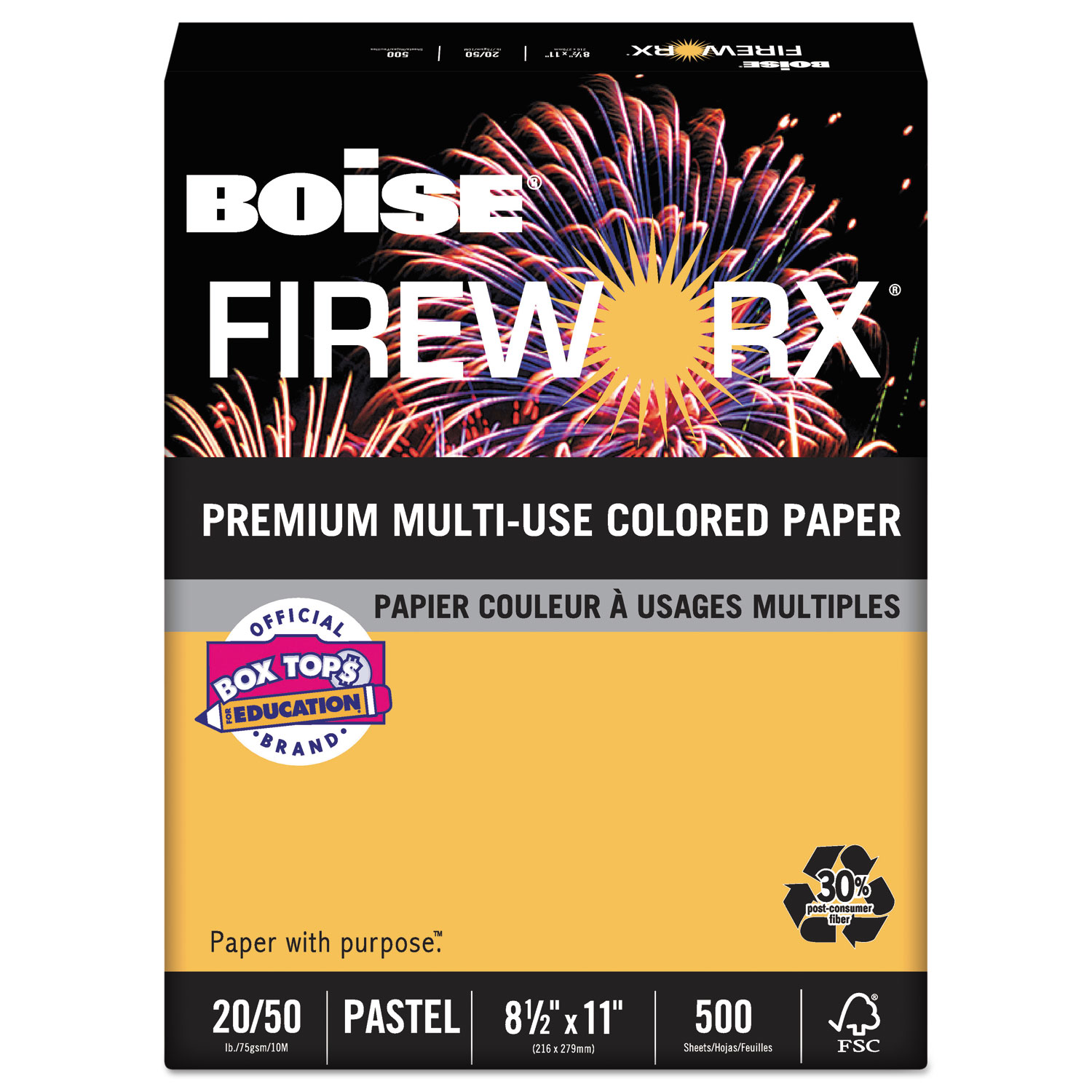  Boise MP2201-GRP FIREWORX Premium Multi-Use Paper, 20lb, 8.5 x 11, Golden Glimmer, 500/Ream (CASMP2201GRP) 