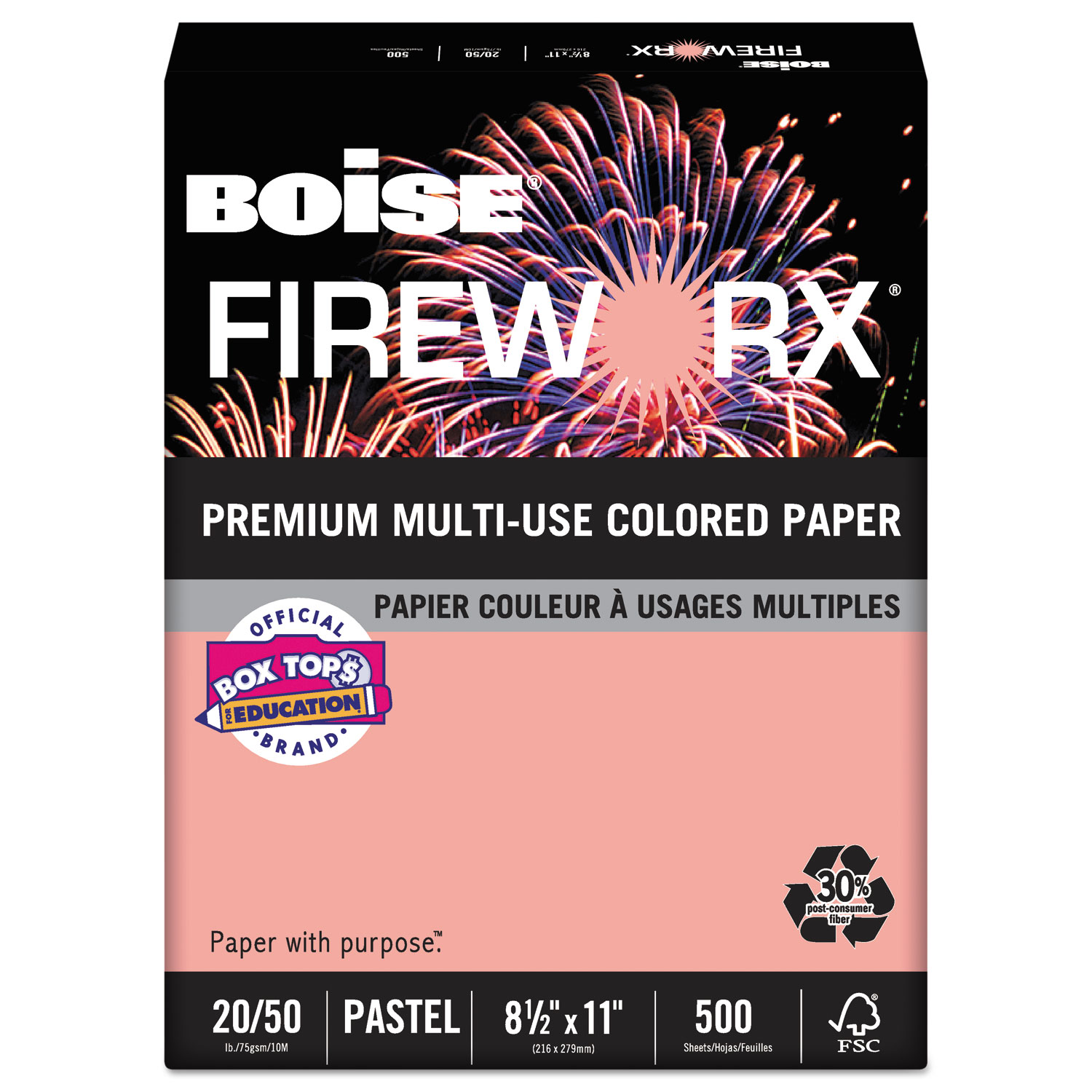 FIREWORX Colored Paper, 20lb, 8-1/2 x 11, Jammin Salmon, 500 Sheets/Ream