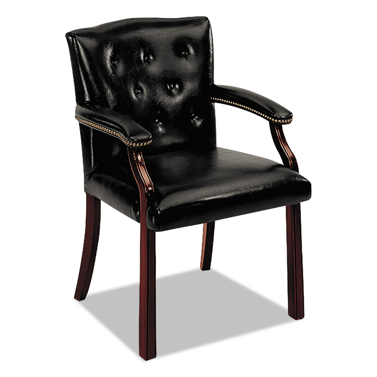 6540 Series Guest Arm Chair, Mahogany/Black Vinyl Upholstery