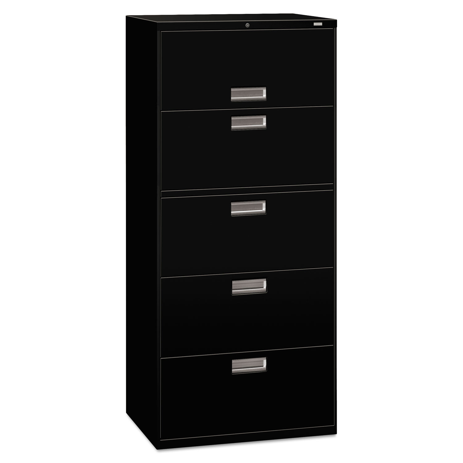 600 Series Five-Drawer Lateral File, 30w x 19-1/4d, Black