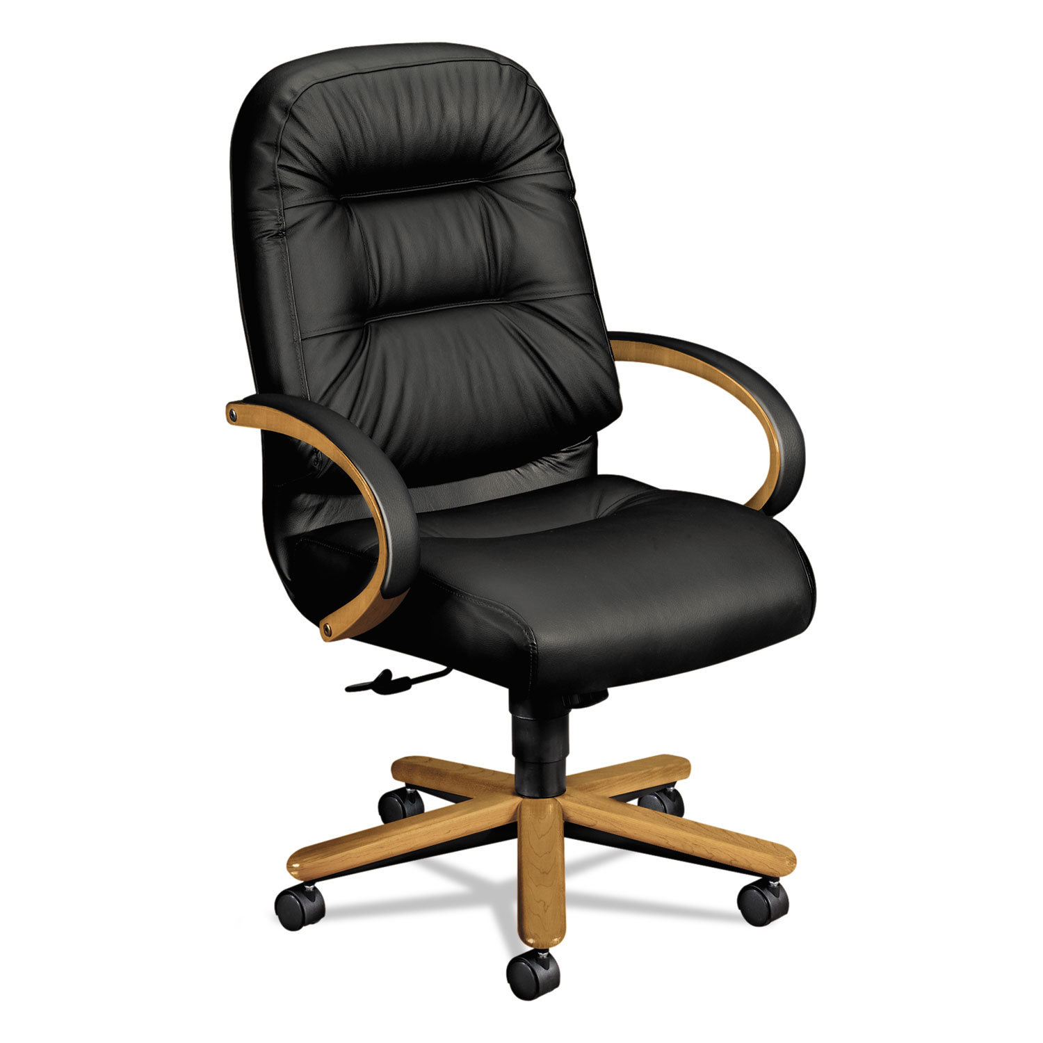  HON H2191.C.SR11 2190 Pillow-Soft Wood Series Executive High-Back Chair, Harvest/Black Leather (HON2191CSR11) 