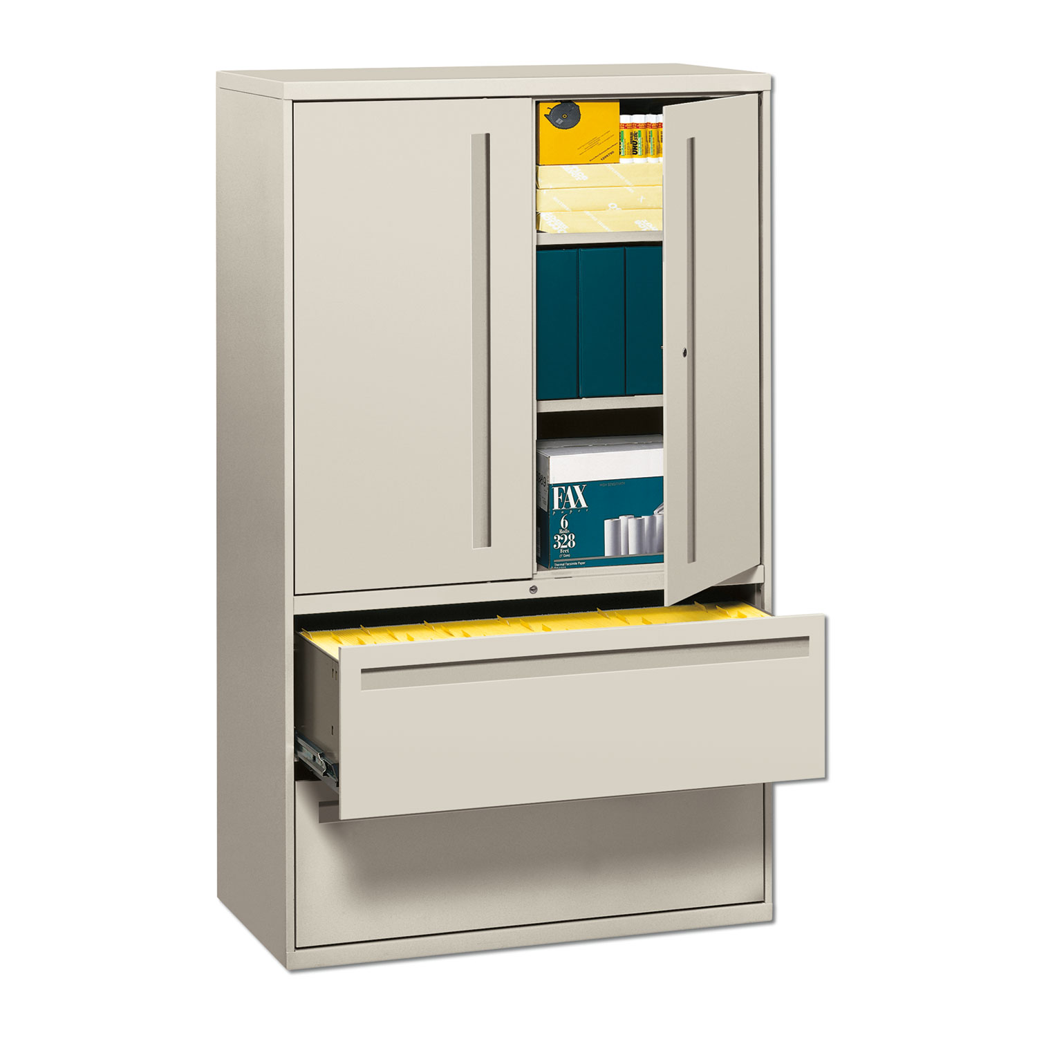  HON H795LS.L.Q 700 Series Lateral File with Storage Cabinet, 42w x 18d x 64.25h, Light Gray (HON795LSQ) 