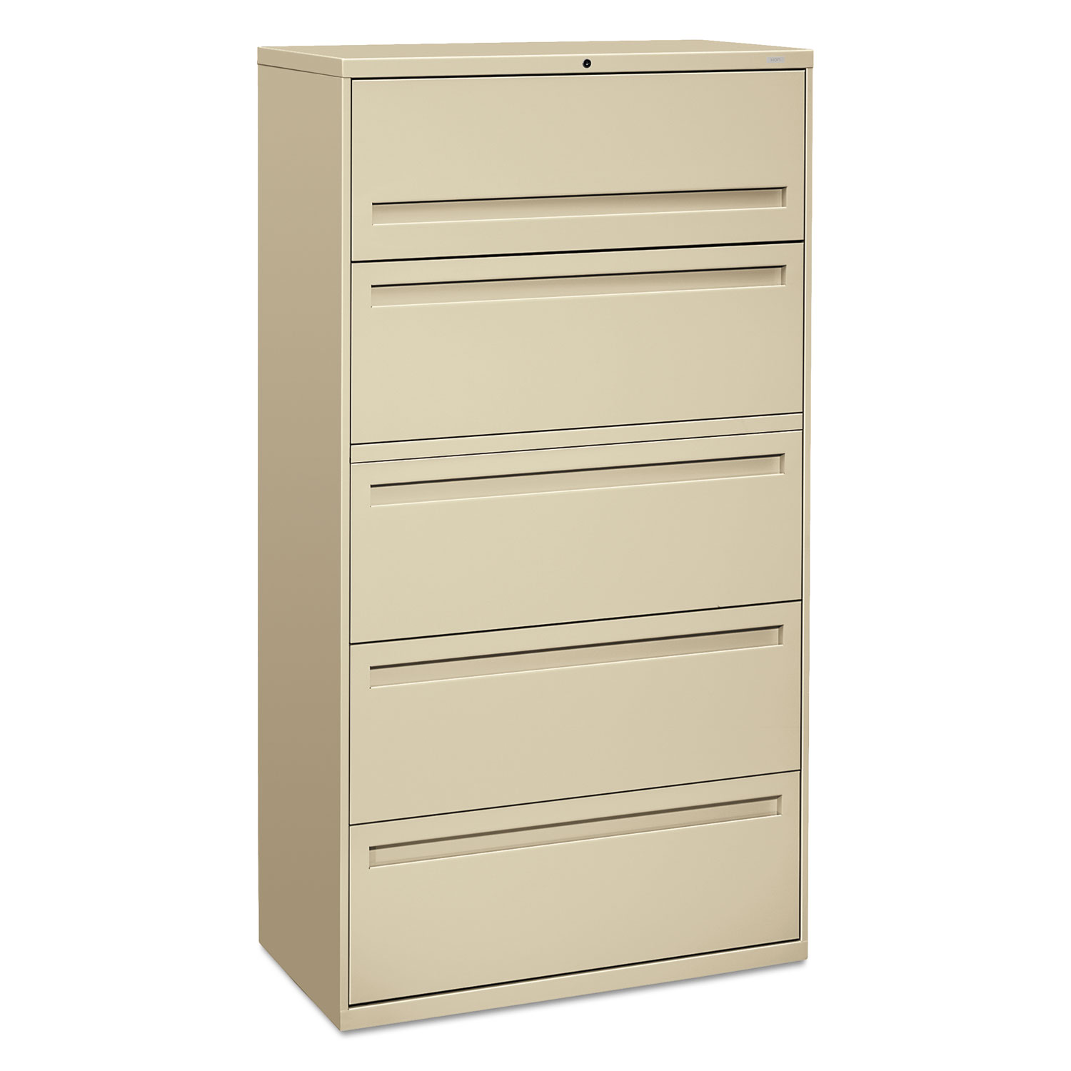 700 Series Five-Drawer Lateral File w/Roll-Out & Posting Shelf, 36w, Putty