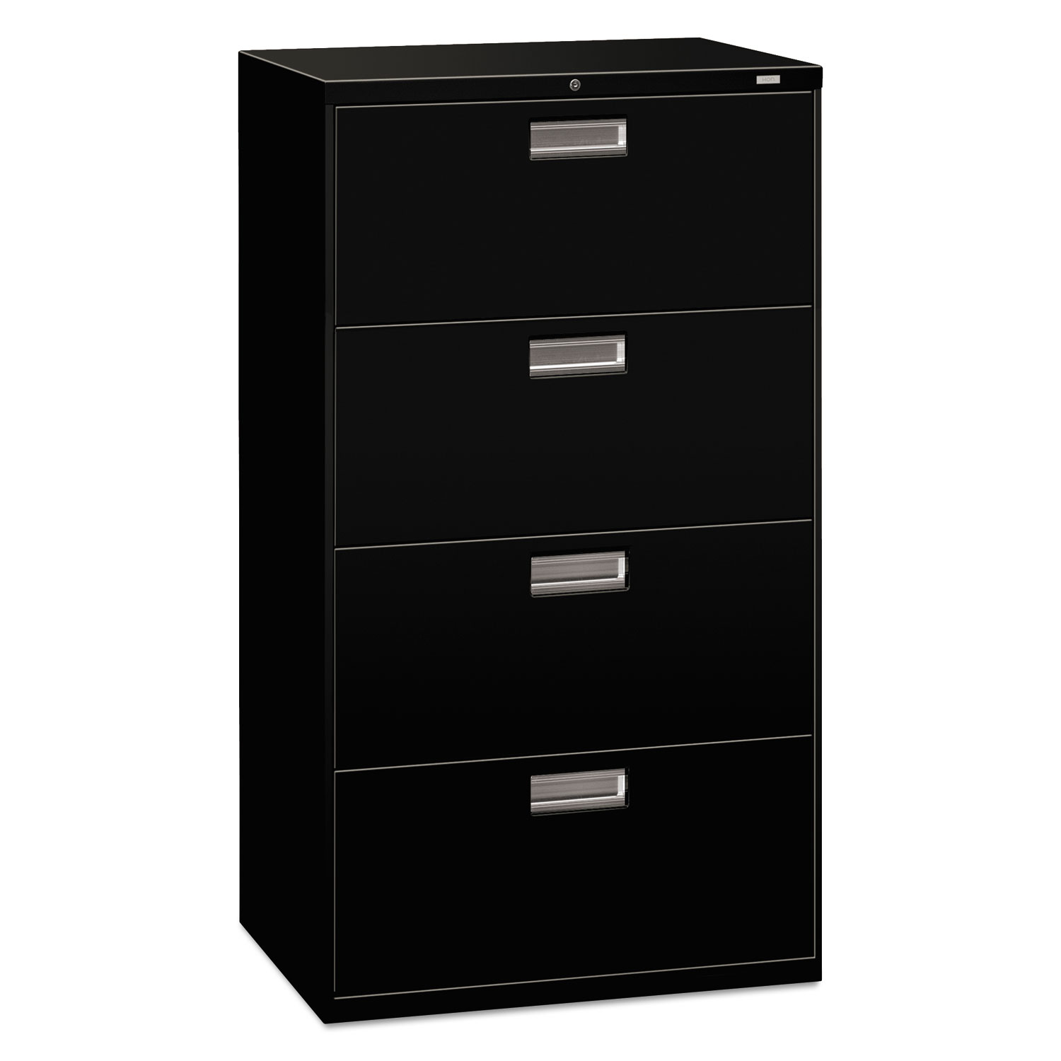 600 Series Four-Drawer Lateral File, 30w x 18d x 52 1/2h, Black