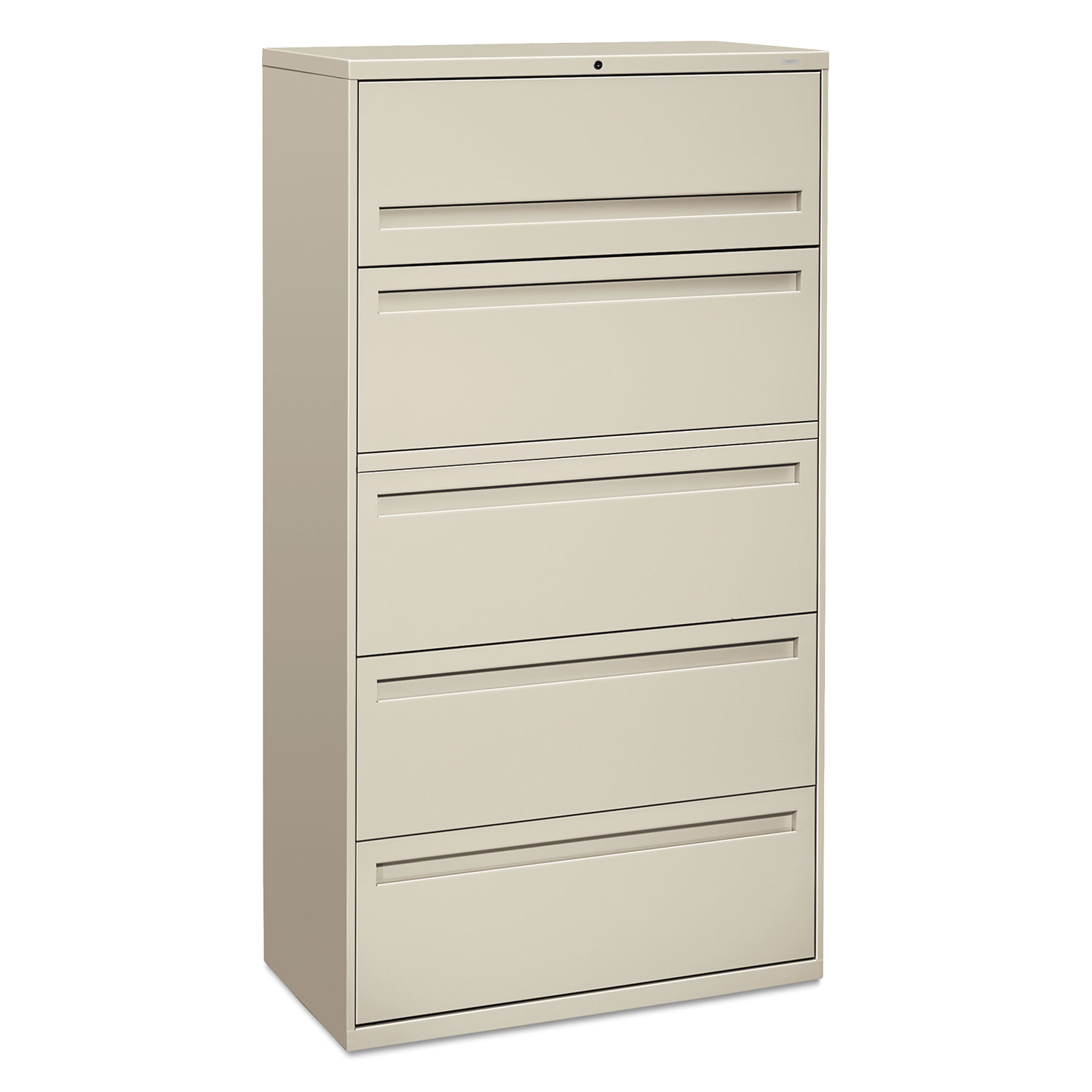 700 Series Five-Drawer Lateral File w/Roll-Out Shelf, 36w x 18d x 64 1/4h, Light Gray