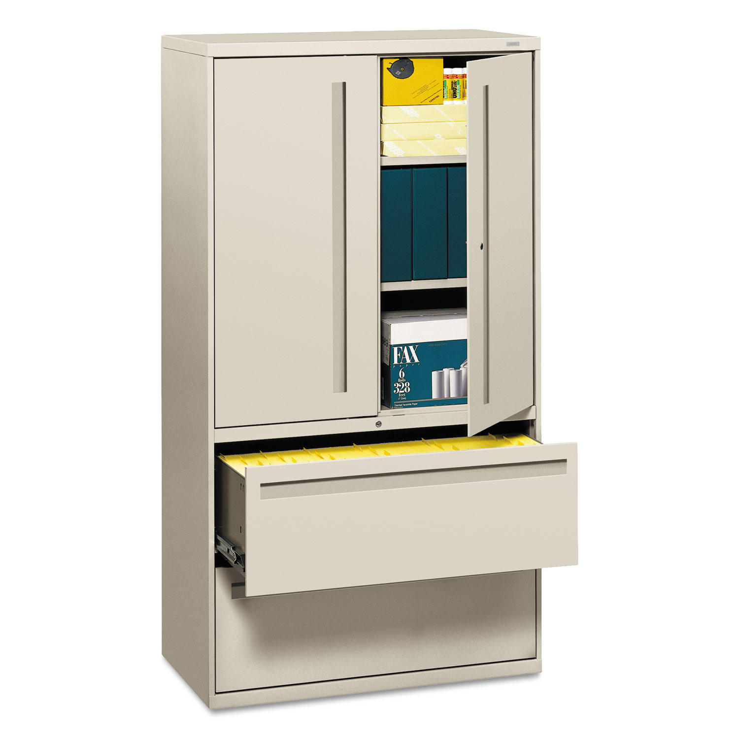  HON H785LS.L.Q 700 Series Lateral File with Storage Cabinet, 36w x 18d x 64.25h, Light Gray (HON785LSQ) 