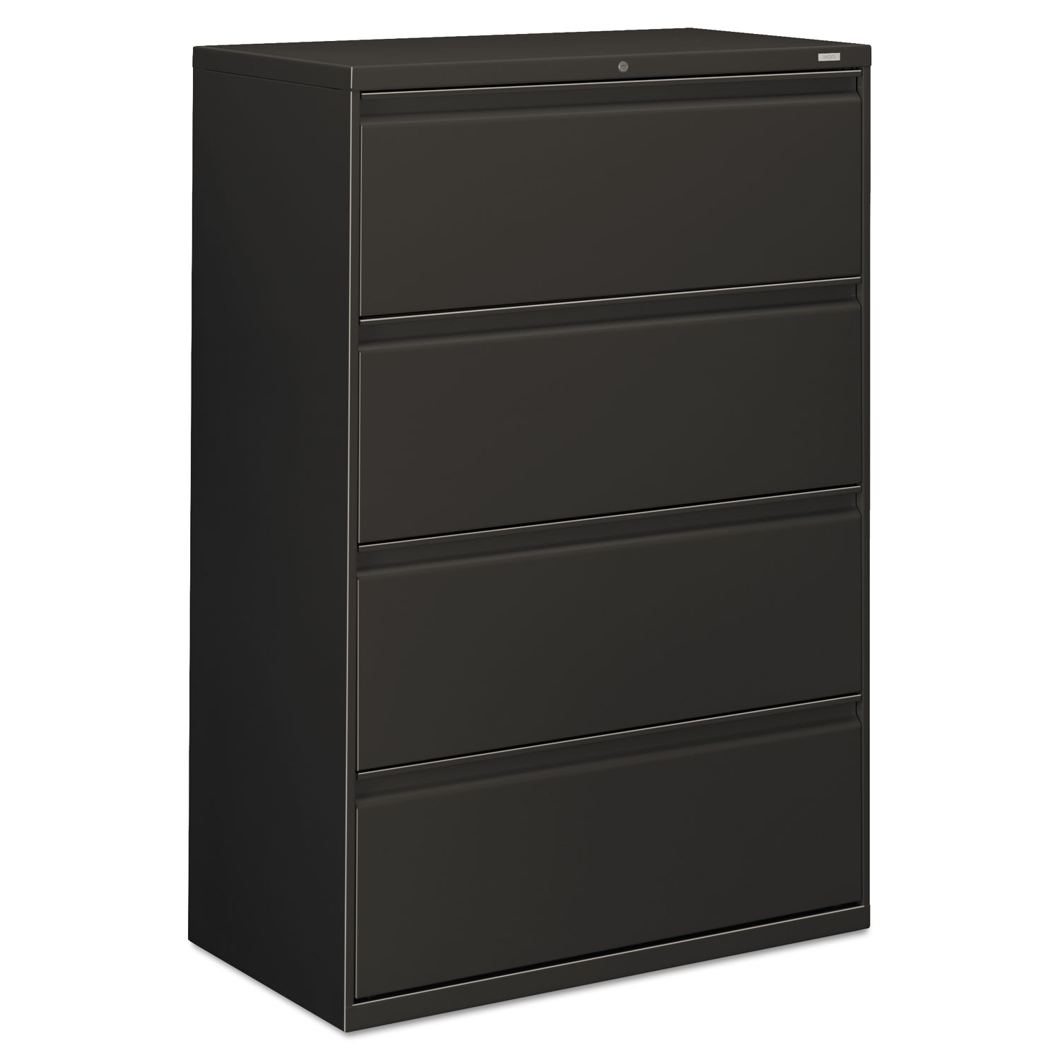 800 Series Four-Drawer Lateral File, 36w x 19-1/4d x 53-1/4h, Charcoal