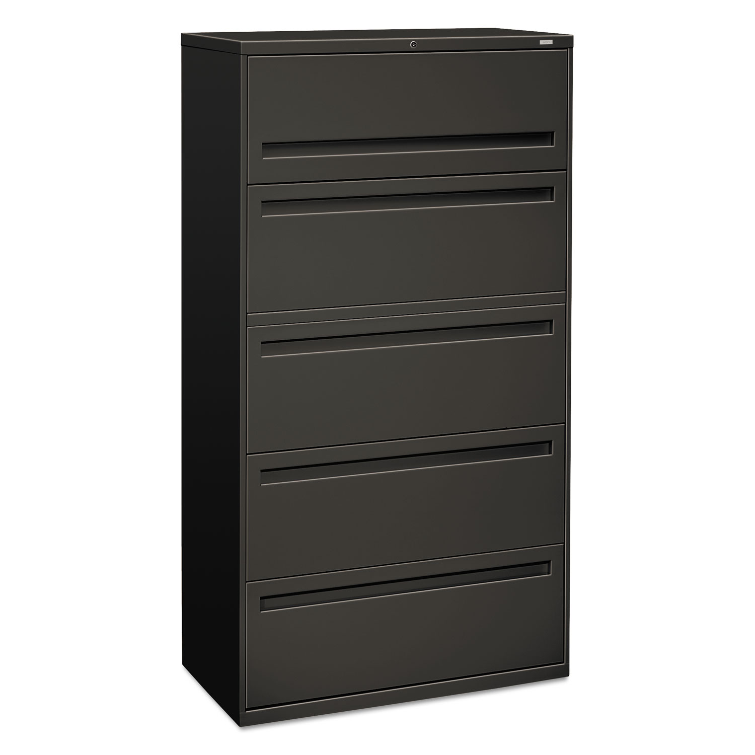 700 Series Five-Drawer Lateral File w/Roll-Out Shelf, 36w x 18d x 64 1/4h, Charcoal