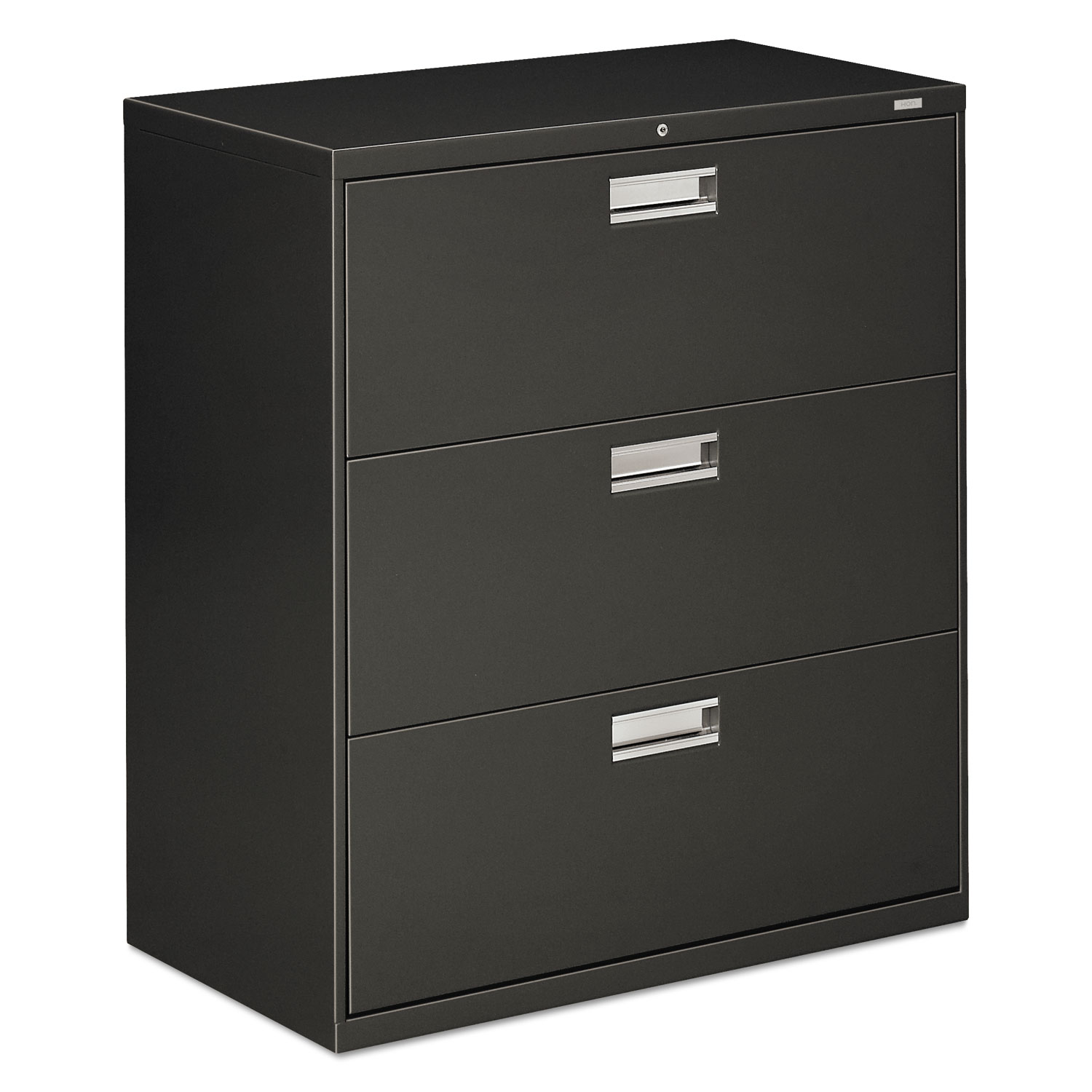 600 Series Three-Drawer Lateral File, 36w x 18d x 39 1/8h, Charcoal