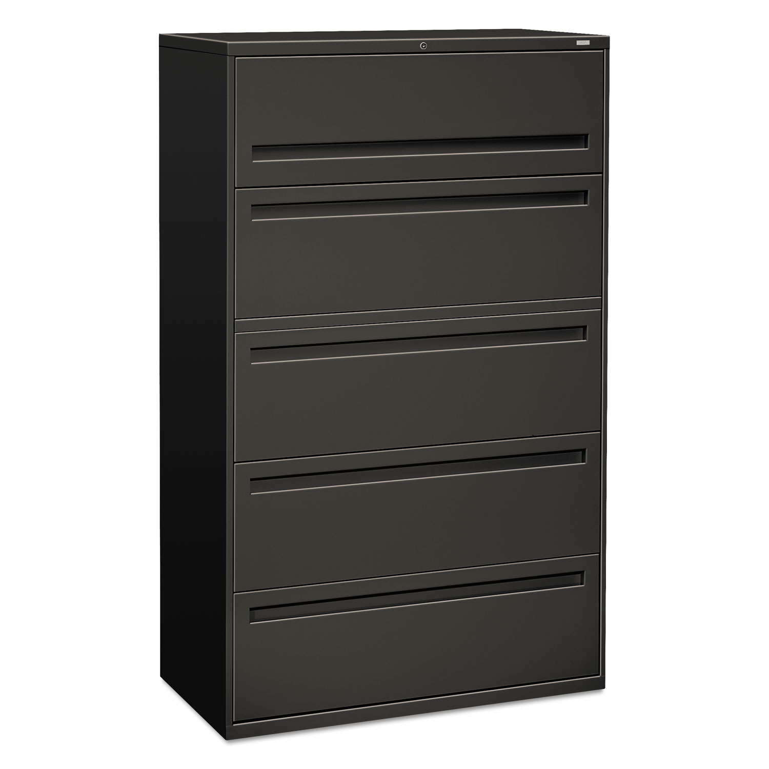 700 Series Five-Drawer Lateral File w/Roll-Out Shelves, 42w x 18d x 64 1/4h, Charcoal