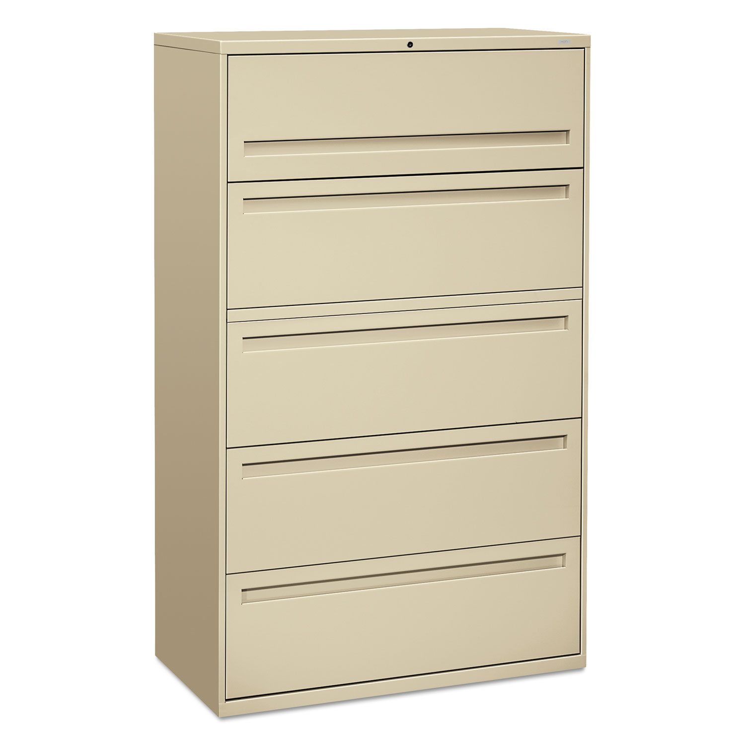700 Series Five-Drawer Lateral File w/Roll-Out & Posting Shelves, 42w, Putty