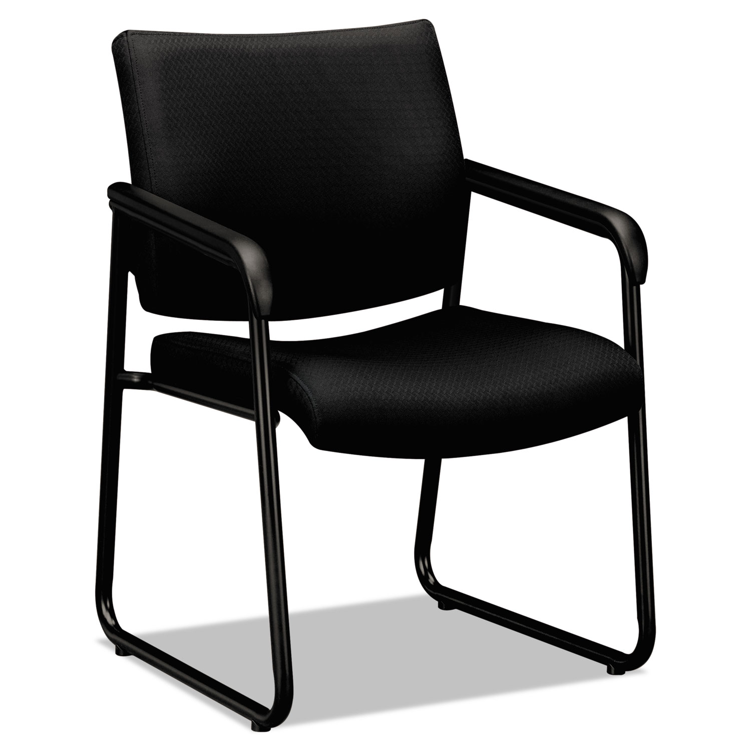VL443 Series Guest Chair with Black Fabric, Black Frame & Sled Base