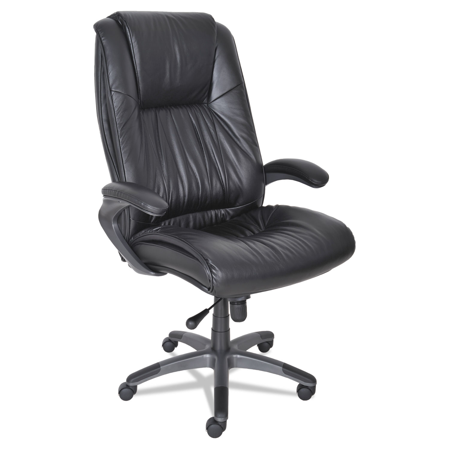 Leather Seating Series High-Back Swivel/Tilt Chair, Black Leather