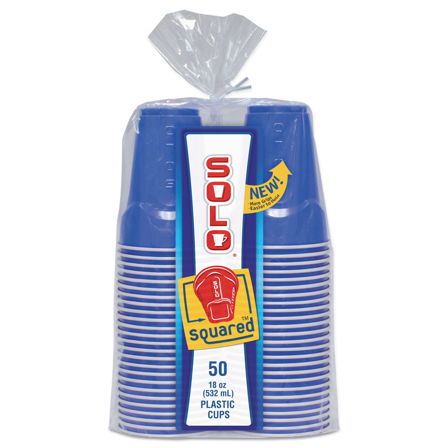 SOLO Squared Plastic Party Cups, 18 oz, Red & Blue, 50/Bag, 12 Bag/Carton