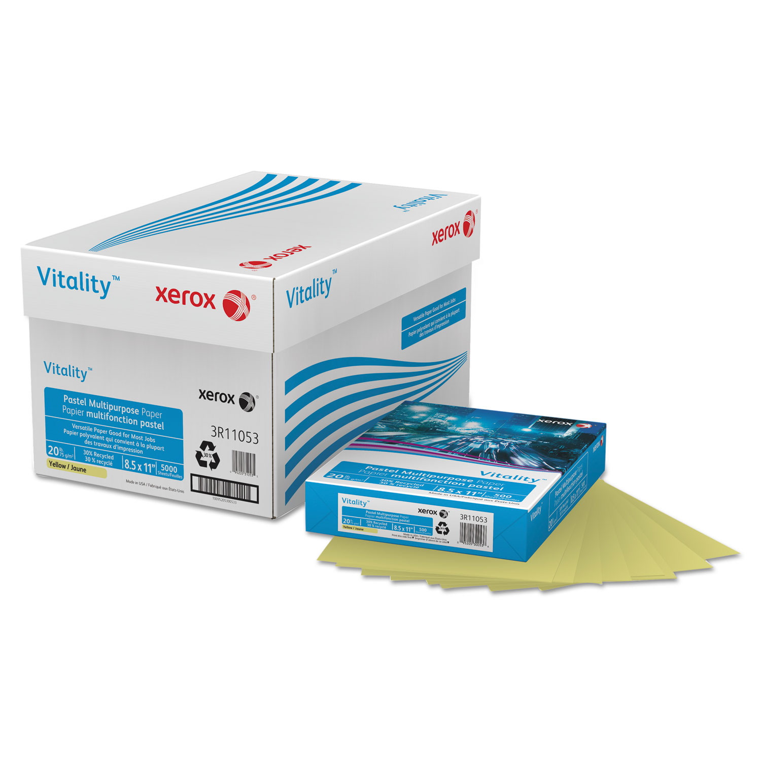 Vitality Pastel Multipurpose Paper, 8 1/2 x 11, Yellow, 500 Sheets/RM