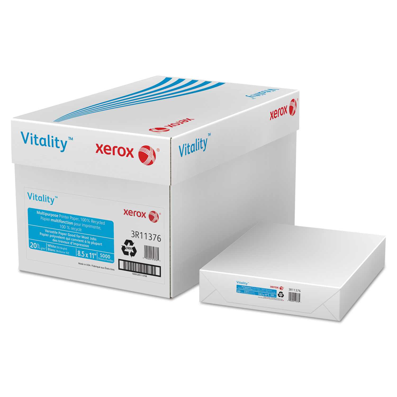 Vitality 100% Recycled Multipurpose Printer Paper, Letter, White 5,000 Sheets