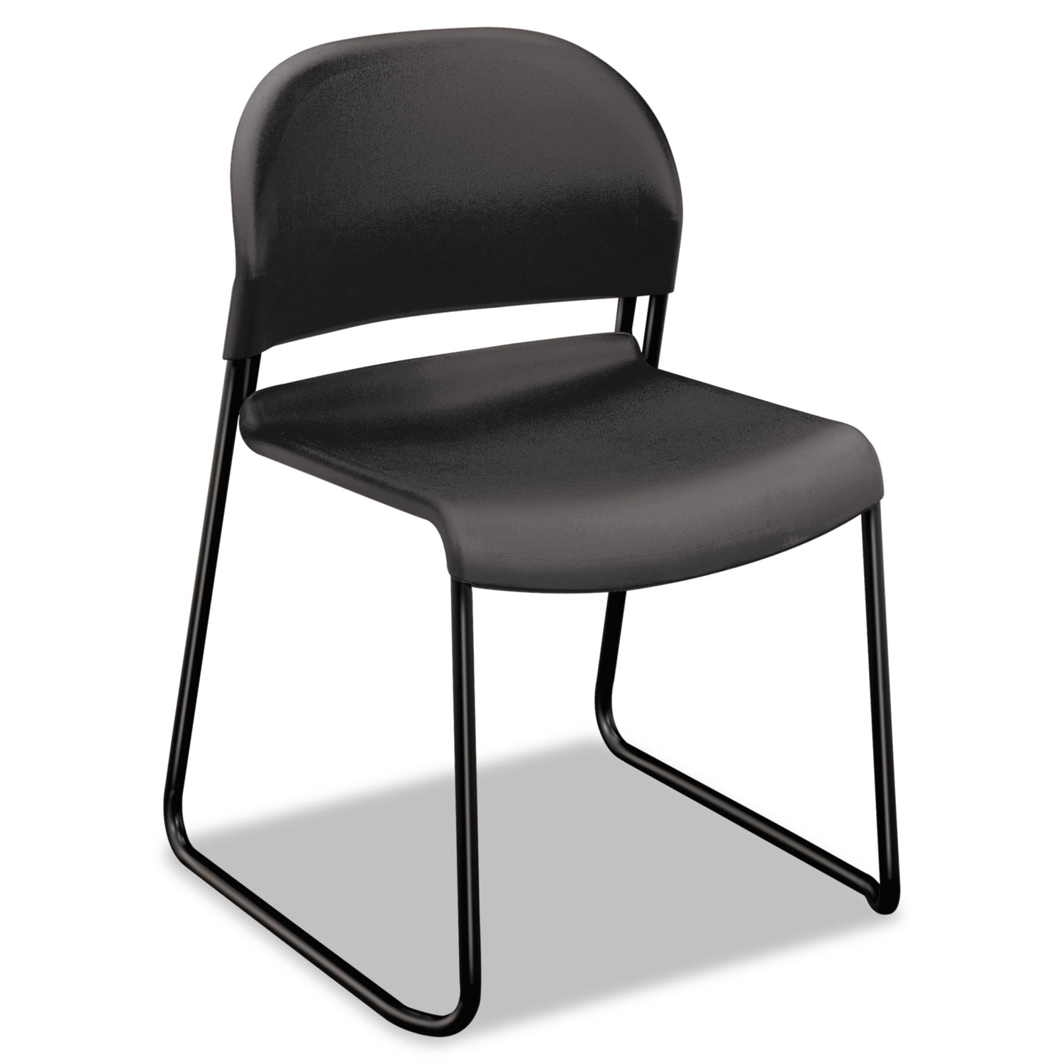 GuestStacker Series Chair, Charcoal with Black Finish Legs, 4/Carton