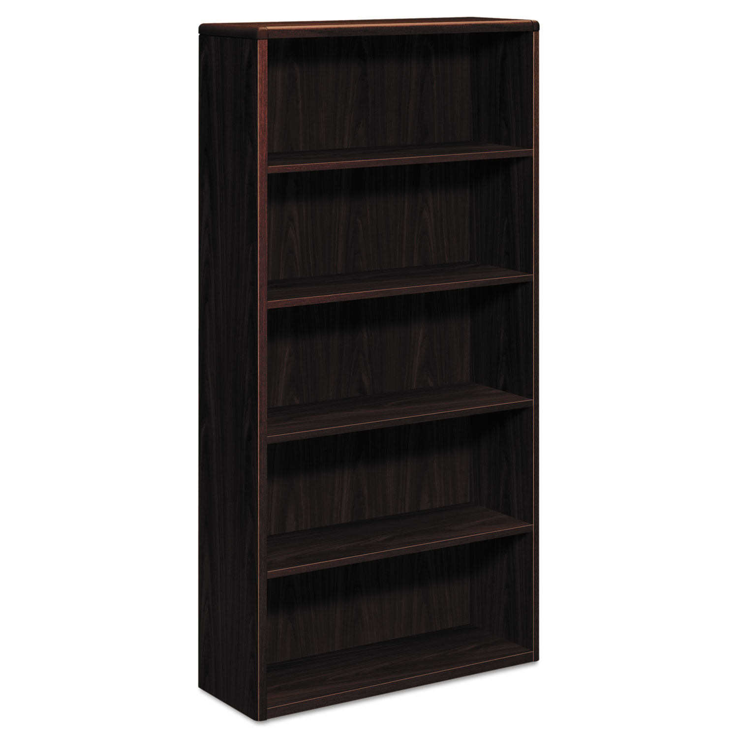 10700 Series Wood Bookcase, Five Shelf, 36w x 13 1/8d x 71h, Mahogany