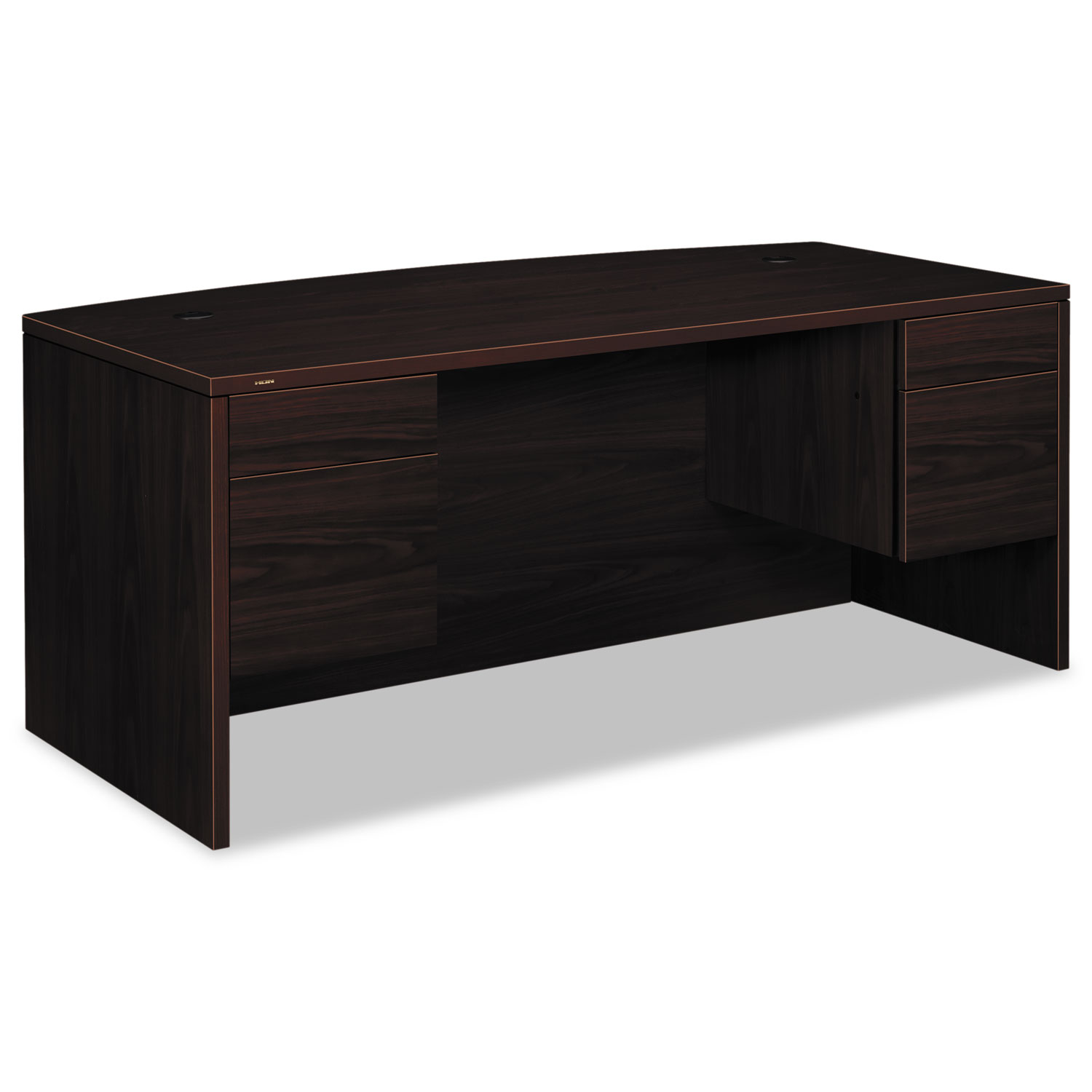 10500 Series Bow Front Desk, 3/4-Height Dbl Peds, 72 x 36 x 29-1/2, Mahogany