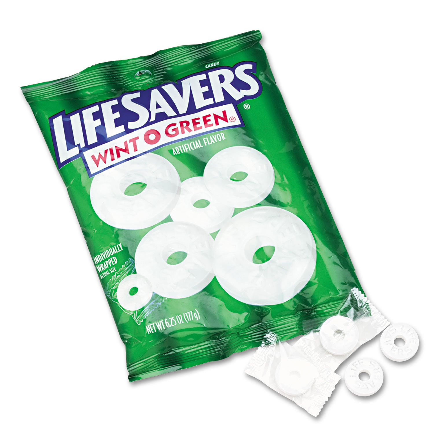  LifeSavers NFG885041 Hard Candy Mints, Wint-O-Green, Individually Wrapped, 6.25oz Bag (LFS88504) 
