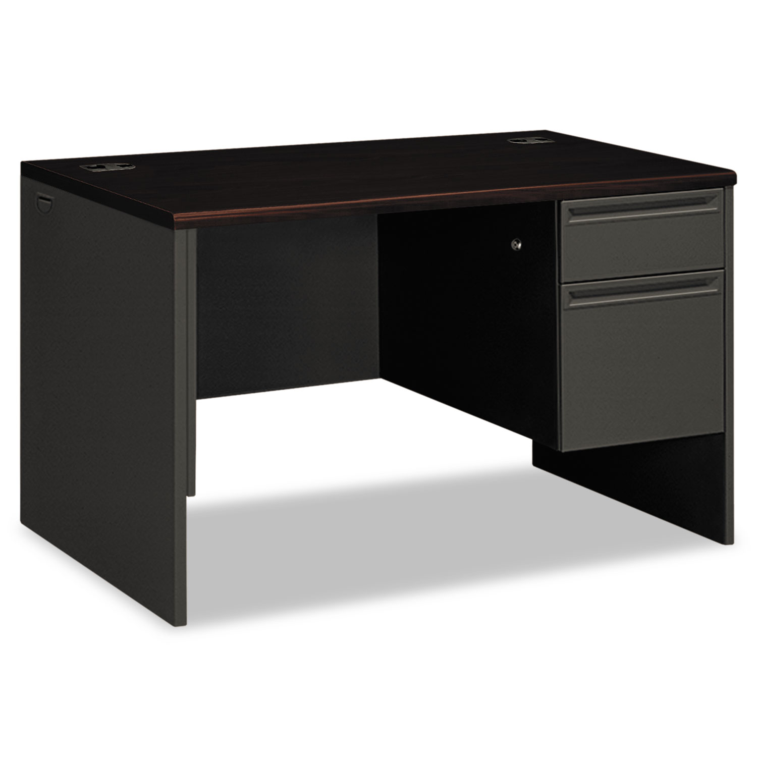 38000 Series Right Pedestal Desk, 48w x 30d x 29-1/2h, Mahogany/Charcoal