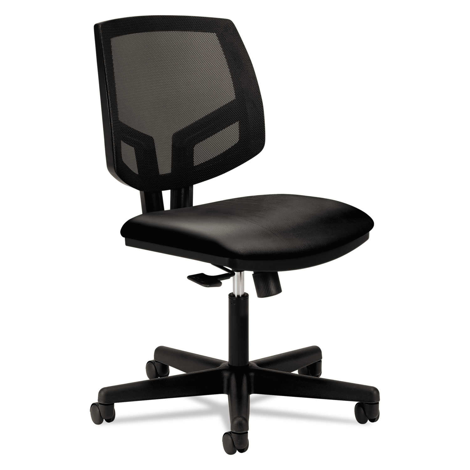  HON H5711.SB11.T Volt Series Mesh Back Leather Task Chair, Supports up to 250 lbs., Black Seat/Black Back, Black Base (HON5711SB11T) 