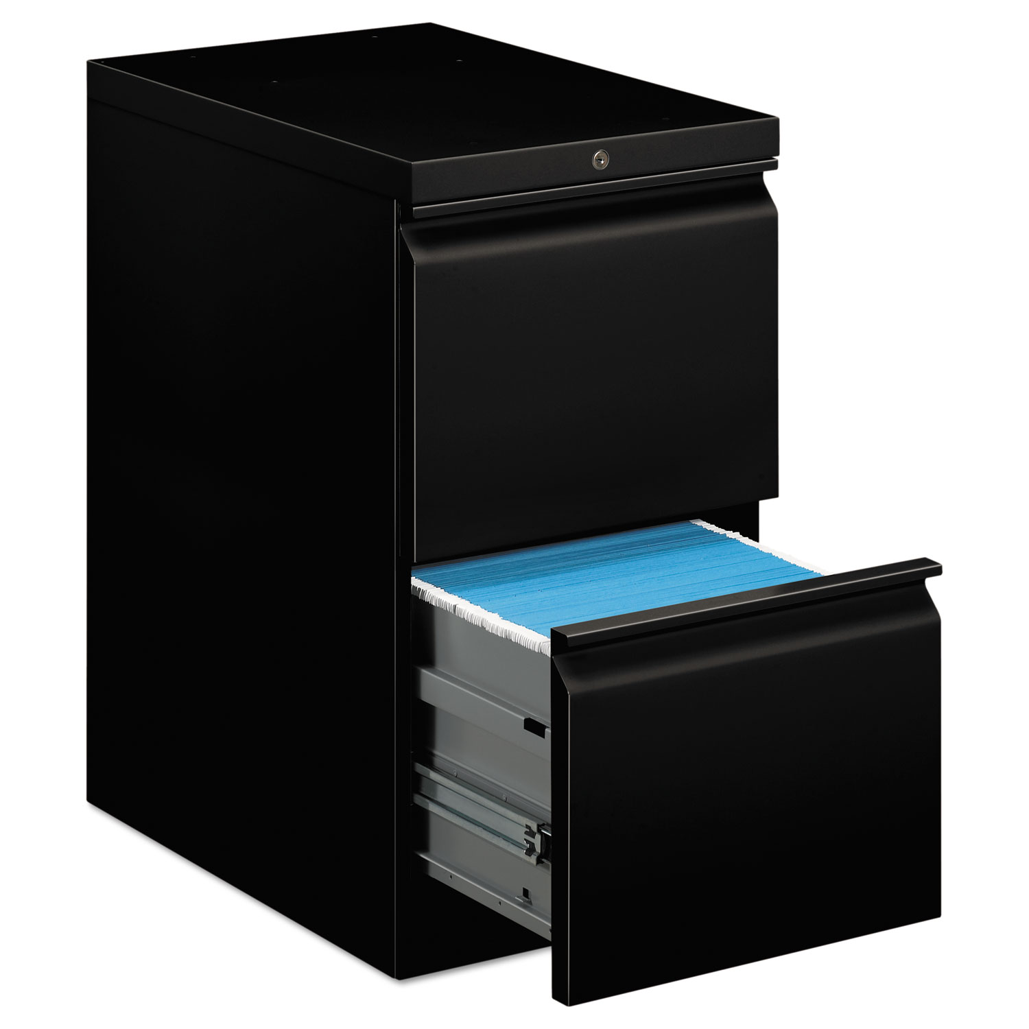 Efficiencies Mobile Pedestal File w/Two File Drawers, 22-7/8d, Black