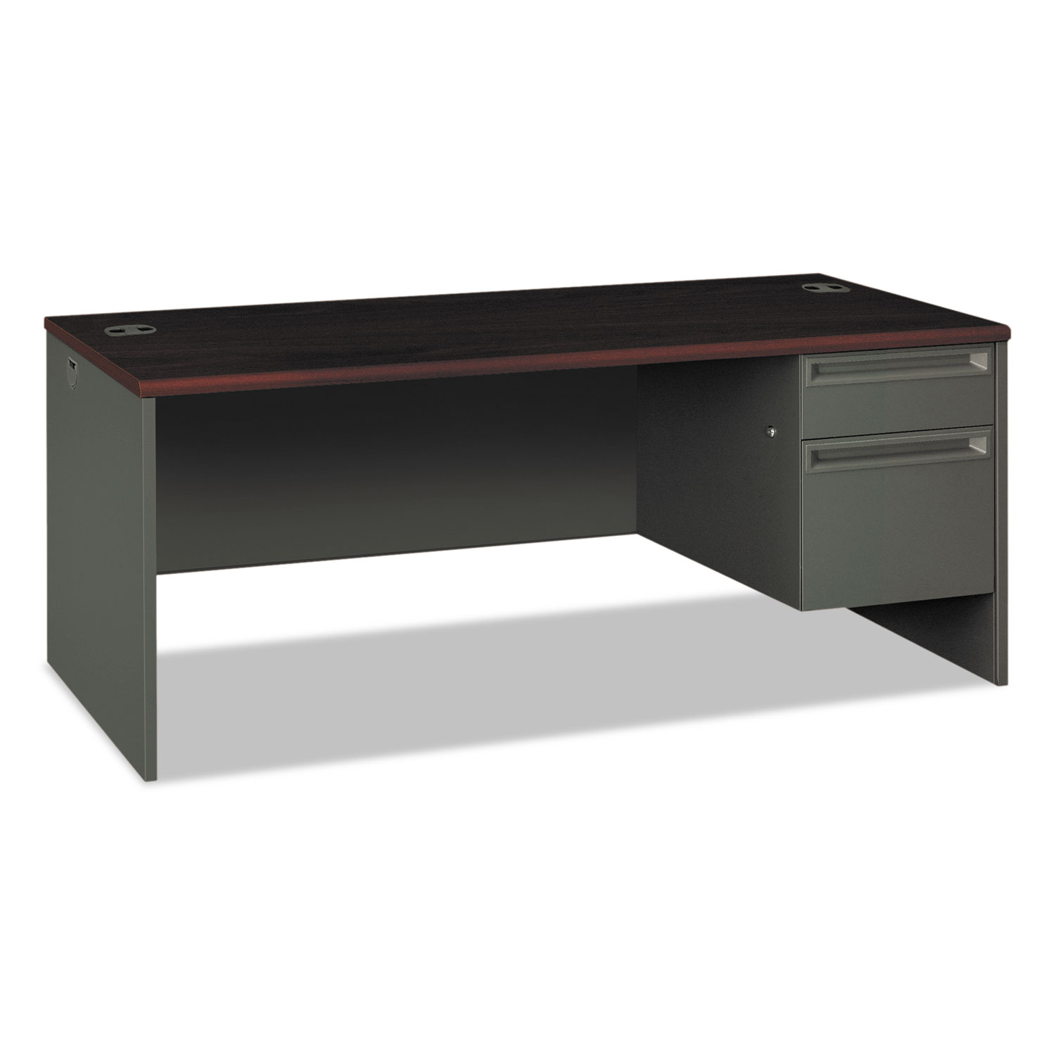  HON H38293R.N.S 38000 Series Right Pedestal Desk, 72w x 36d x 29.5h, Mahogany/Charcoal (HON38293RNS) 