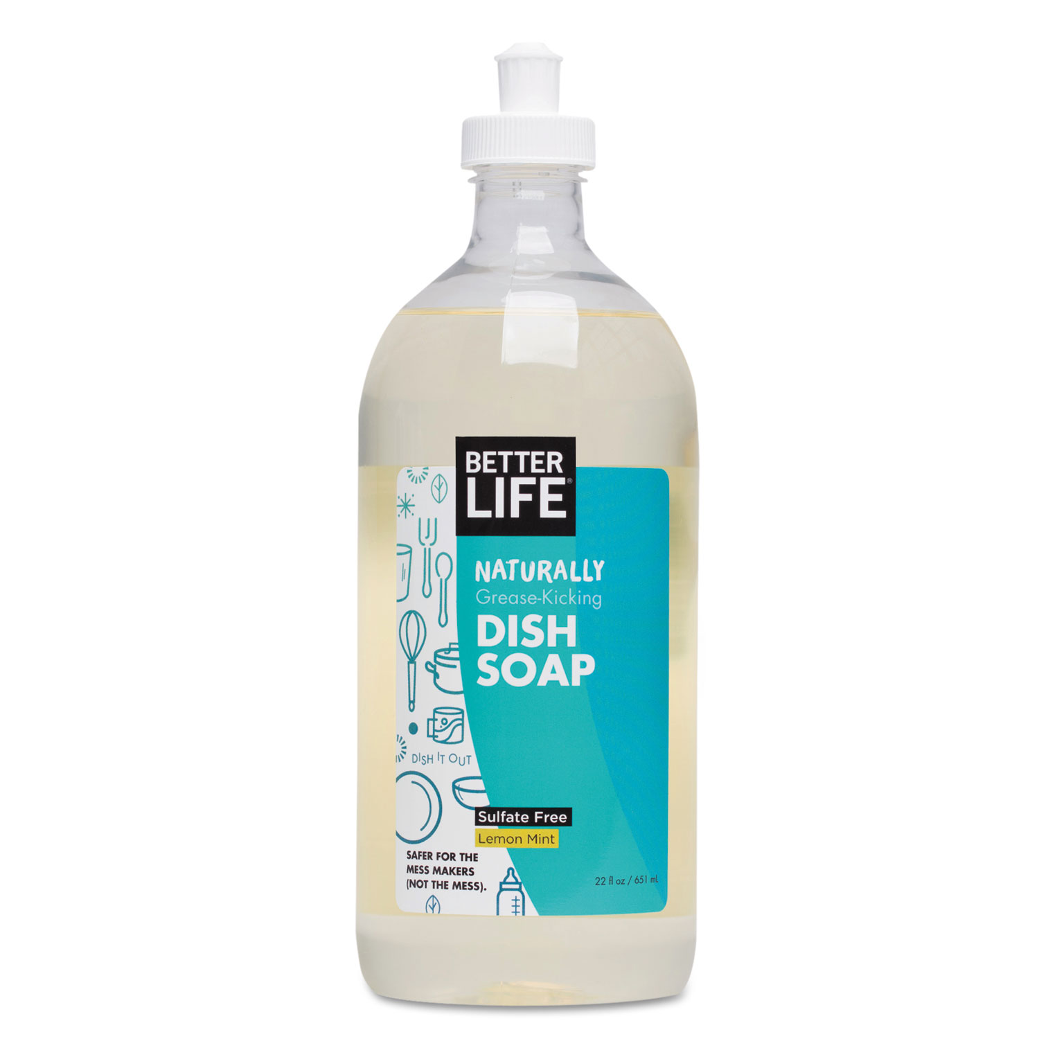 Naturally Grease-Kicking Dish Soap, Lemon Mint, 22 oz Bottle