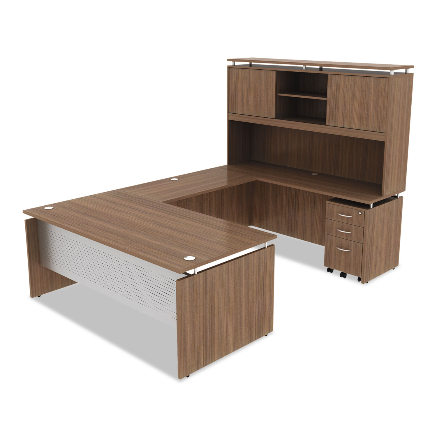 Alera Sedina Series Straight Front Desk Shell, 72w x 36d x 29.5h, Modern Walnut