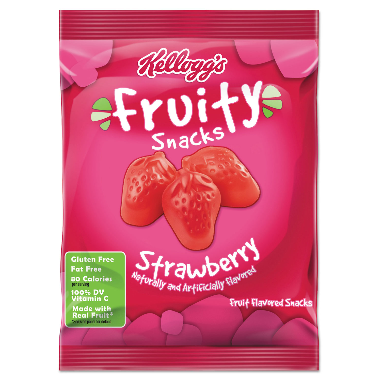  Kellogg's 3800029666 Fruity Snacks, Strawberry, 2.5oz Bag, 48/Carton (KEB29668) 