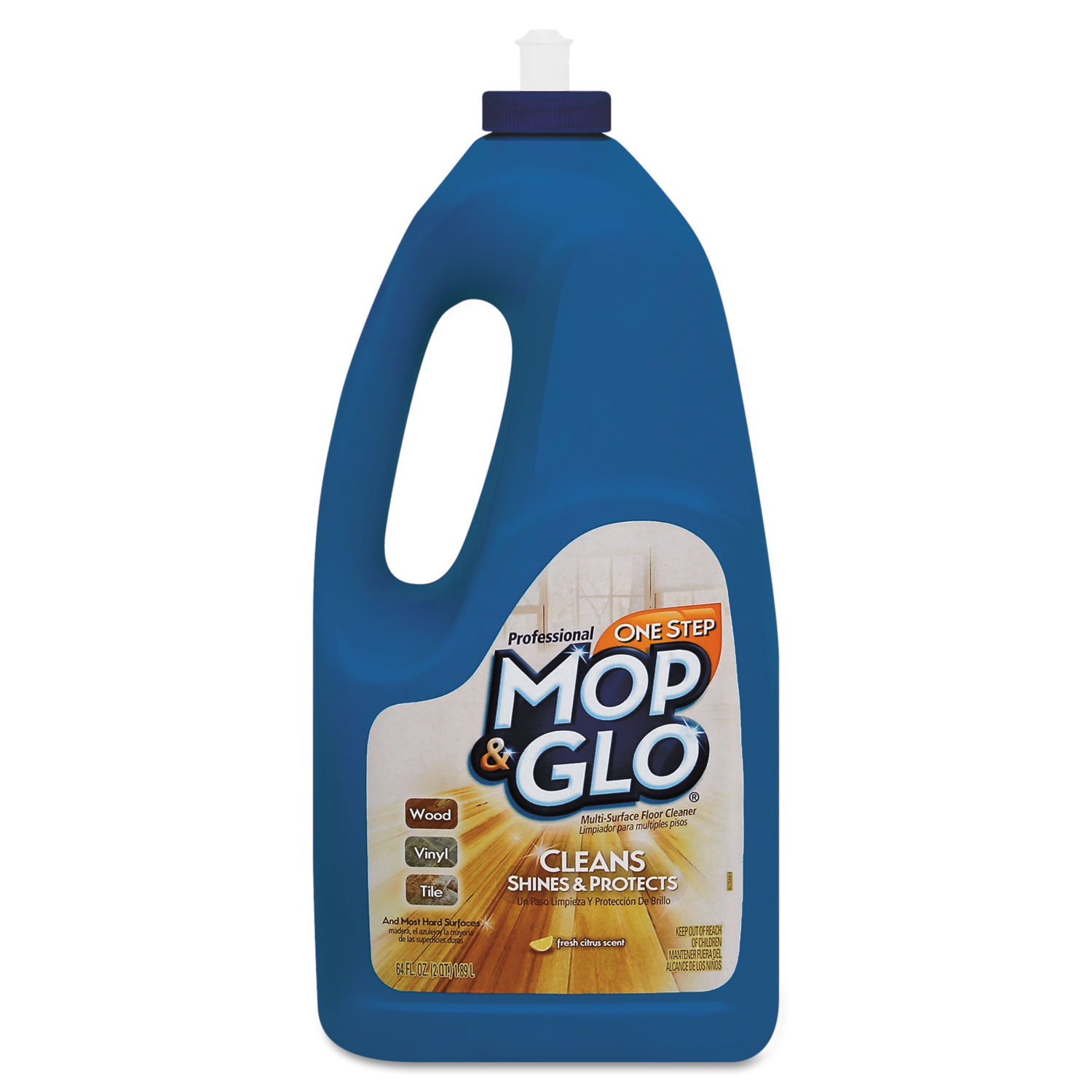  Professional MOP & GLO 36241-74297 Triple Action Floor Shine Cleaner, Fresh Citrus Scent, 64oz Bottles, 6/Carton (RAC74297CT) 