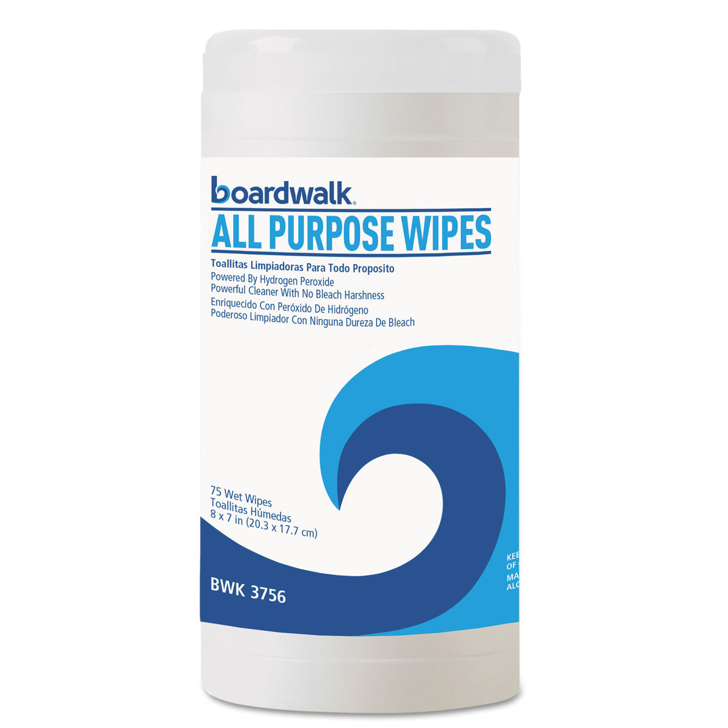Natural Multi-Purpose Hydrogen Peroxide Wipes, 7x8, Unscented, 75/Canister, 6/CT