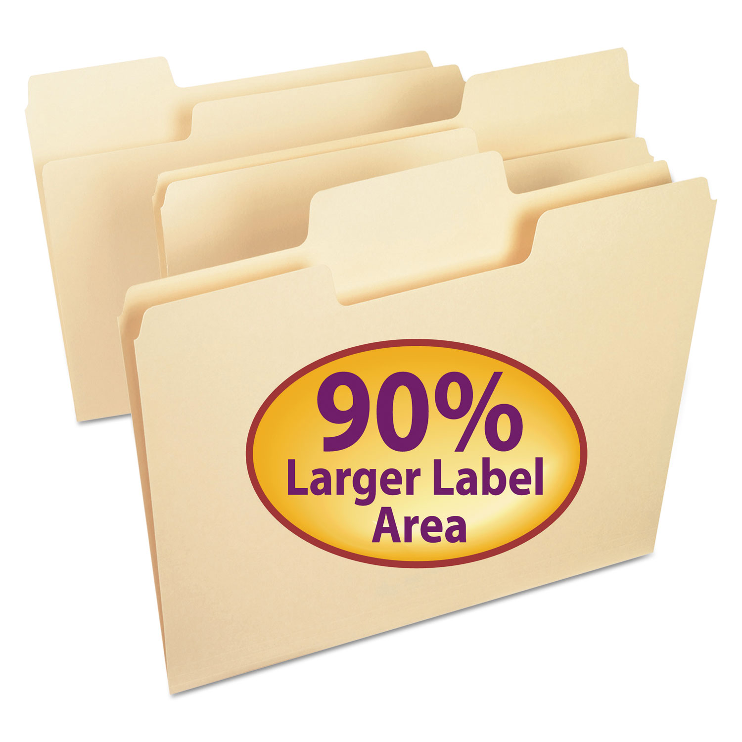 SuperTab Top Tab File Folders, 1/3-Cut Tabs, Letter Size, 11 pt. Manila, 24/Pack